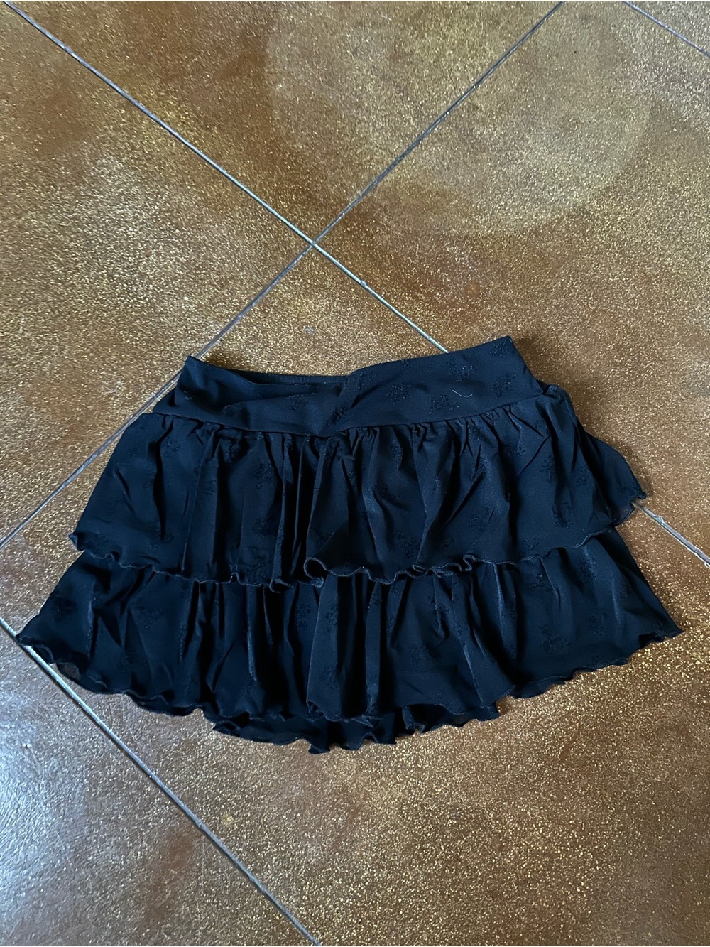 Tiered Ruffle Mini Skirt in Black